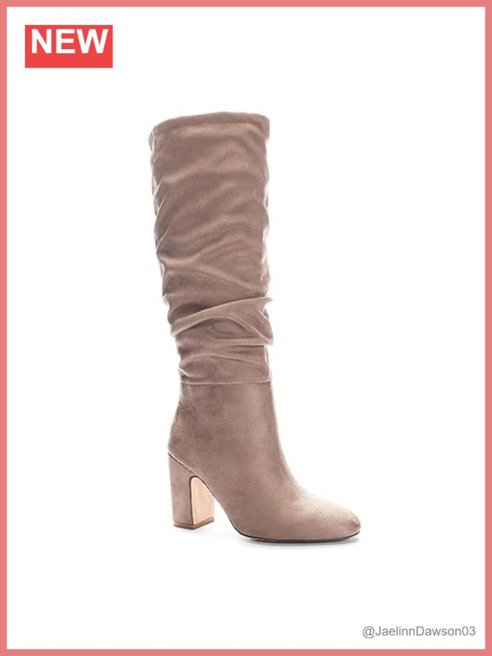 Knee High Boots Slouchy Faux Suede Block Heel Almond Toe Zip